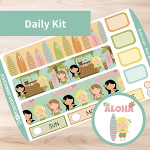 Aloha Luau - Kit de adesivos diários para impressão Hobonichi Cousin A5 (ALA5HW) (5,8x8,3)