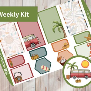 Vacation - Printable Weekly Sticker Kit for Happy Planner Classic (VAHPCW) (7x9.25)