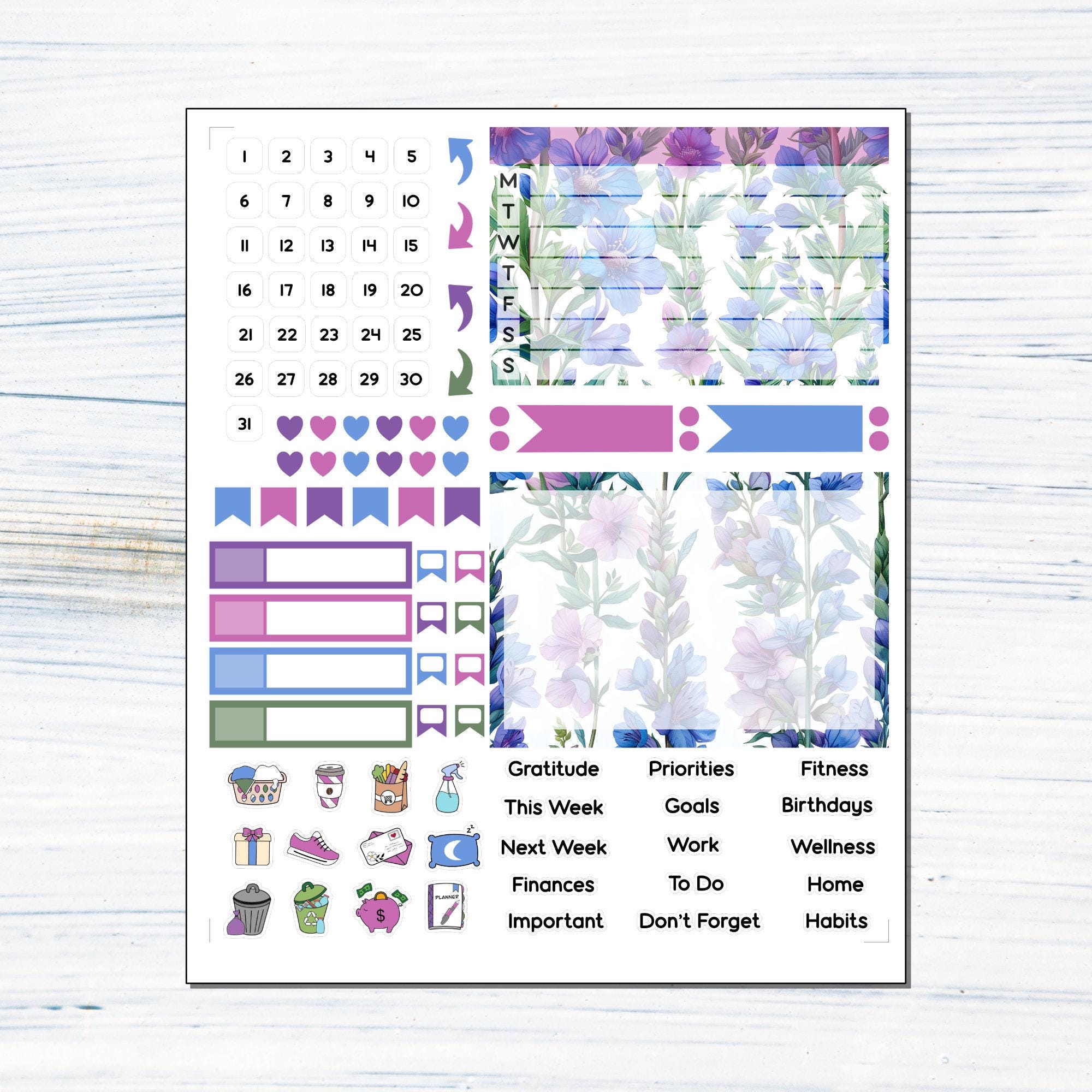 HP BIG Dashboard - July Larkspur Printable Dashboard Sticker Kit for ...