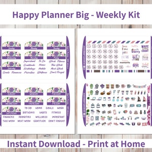 Rustic Floral - Printable Weekly Sticker Kit for Happy Planner BIG ...