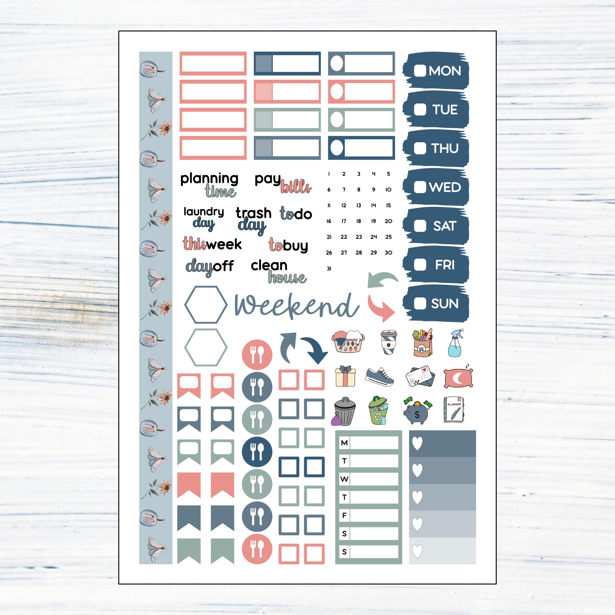 HP Mini Weekly - Floral Fall Printable Weekly Sticker Kit for Happy ...