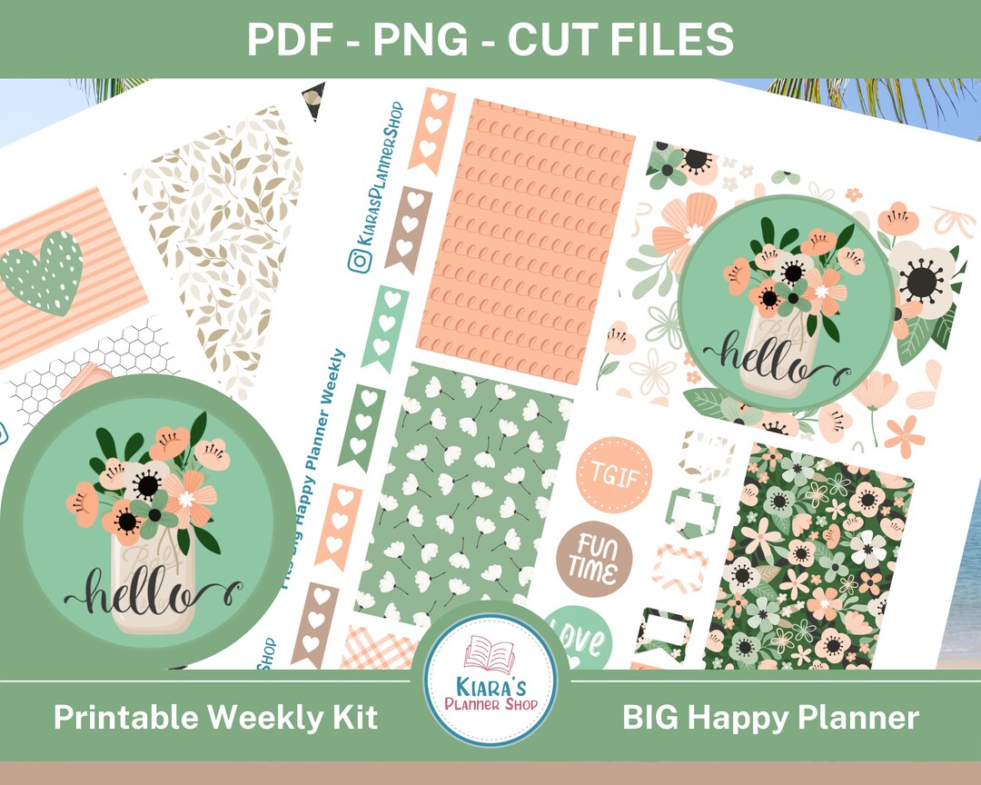 Spring Floral march Printable Weekly Sticker Kit for Happy Planner BIG ...