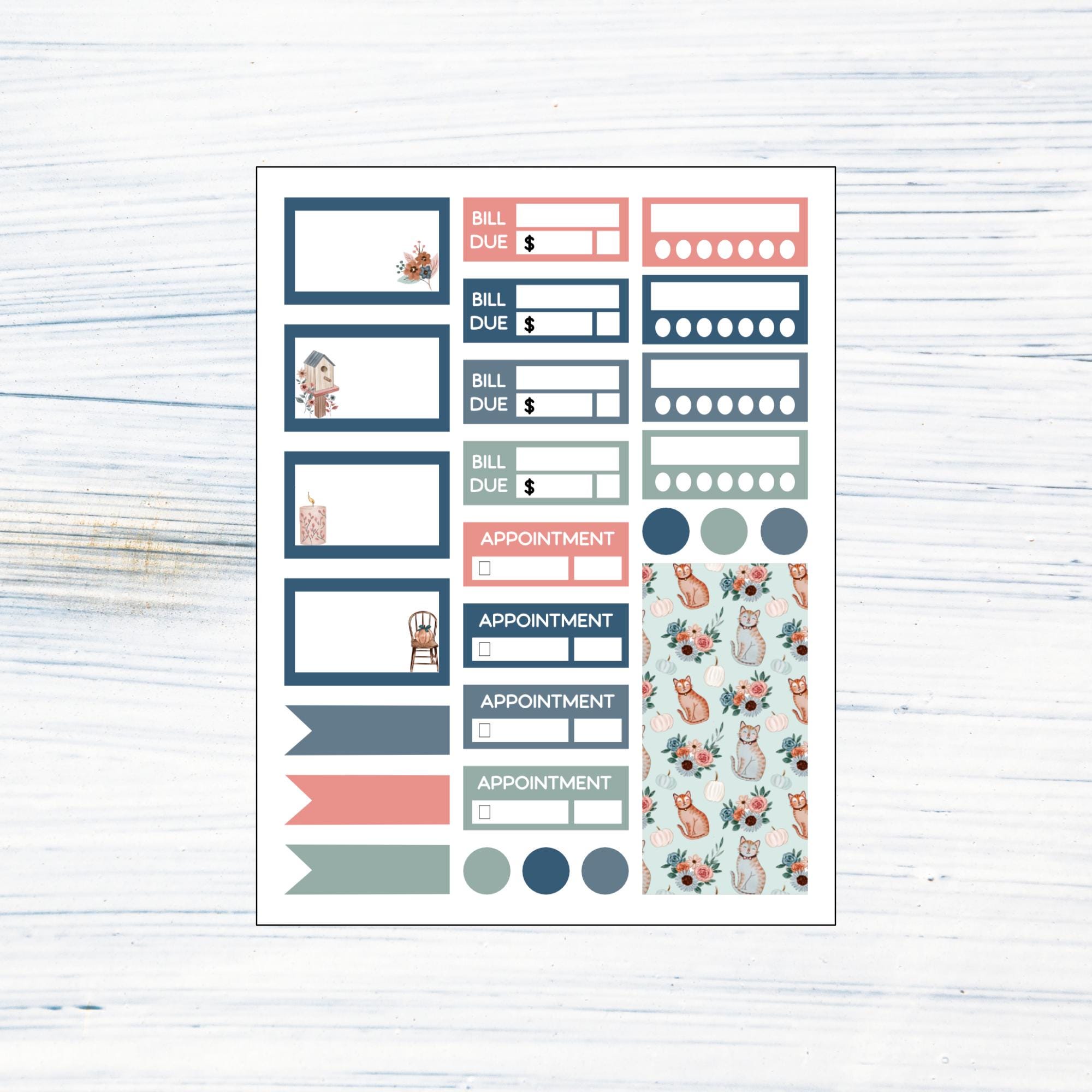 HP Mini Weekly - Floral Fall Printable Weekly Sticker Kit for Happy ...