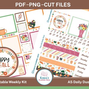 Happy Fall - Kit de adesivos A5 Daily Duo para impressão para planejadores A5 (HFA5DD) (5,8x8,3) Erin Condren ECLP