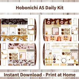Coffee Shop - Hobonichi Cousin A5 Printable Daily Sticker Kit (CSA5HW ...