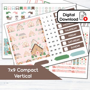 7x9 Compact Vertical - Sweet Holiday Printable Compact Vertical Sticker Kit for 7x9 Planners Erin Condren - Instant Download Kit 120