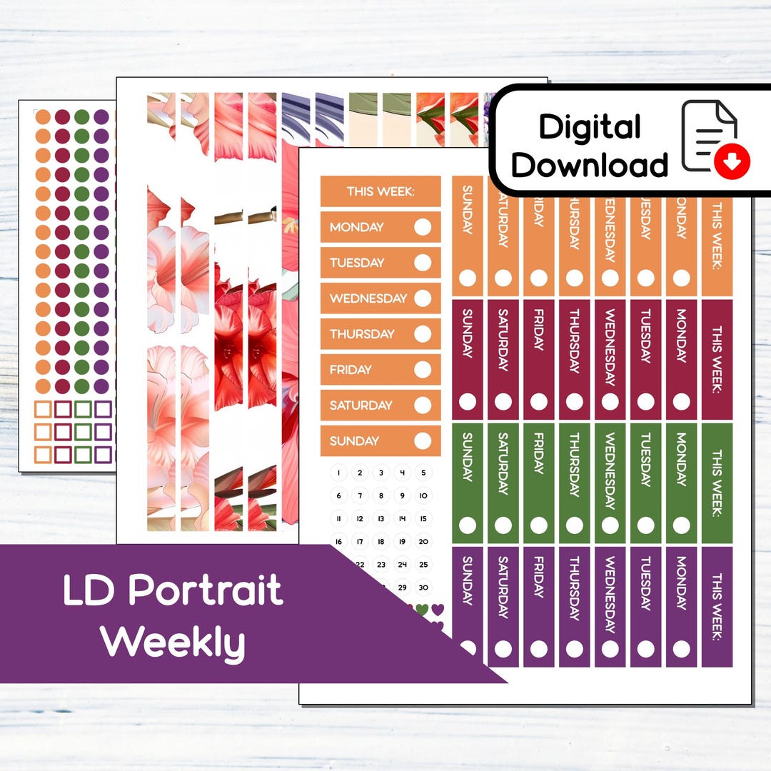 Scout Large Weekly - August Gladiolus - Printable Weekly Sticker Kit ...