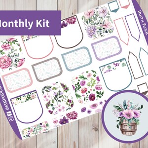 Floral Rústico - Kit de adesivos mensais para impressão para planejadores A5 (RFA5M) (5,8 x 8,3) Erin Condren ECLP