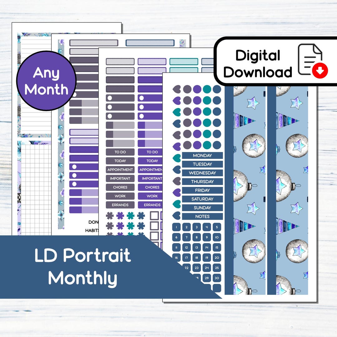 Scout Large Monthly - Let It Snow - Printable Monthly Sticker Kit for ...