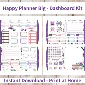 Rustic Floral - Printable Weekly Dashboard Sticker Kit for Happy ...