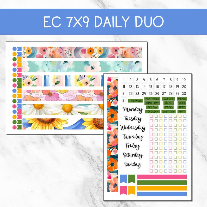 KIT 211 | Summer Flower - Erin Condren 7x9 Daily Duo | Digital Download ...