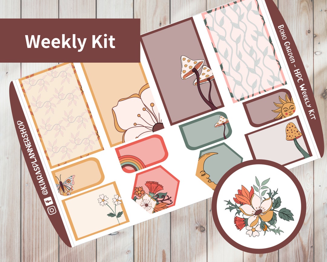 Boho Garden - Printable Weekly Sticker Kit for Happy Planner Classic ...