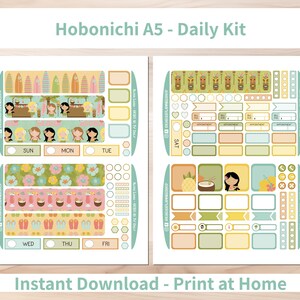 Aloha Luau - Hobonichi Cousin A5 Printable Daily Sticker Kit (ALA5HW ...