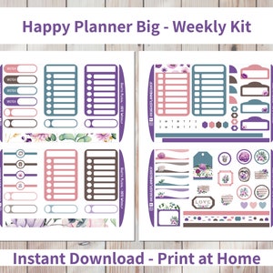 Rustic Floral - Printable Weekly Sticker Kit for Happy Planner BIG ...