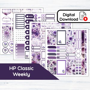 HP クラシック ウィークリー - 2 月のバイオレット 印刷可能なウィークリー ステッカー キット (Happy Planner クラシック用、7x9.25) キット BF2
