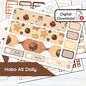 Hobonichi Cousin A5 Daily - Süße Weihnachten Sticker Kit (5.8x8.3) - Instant Download Kit 107
