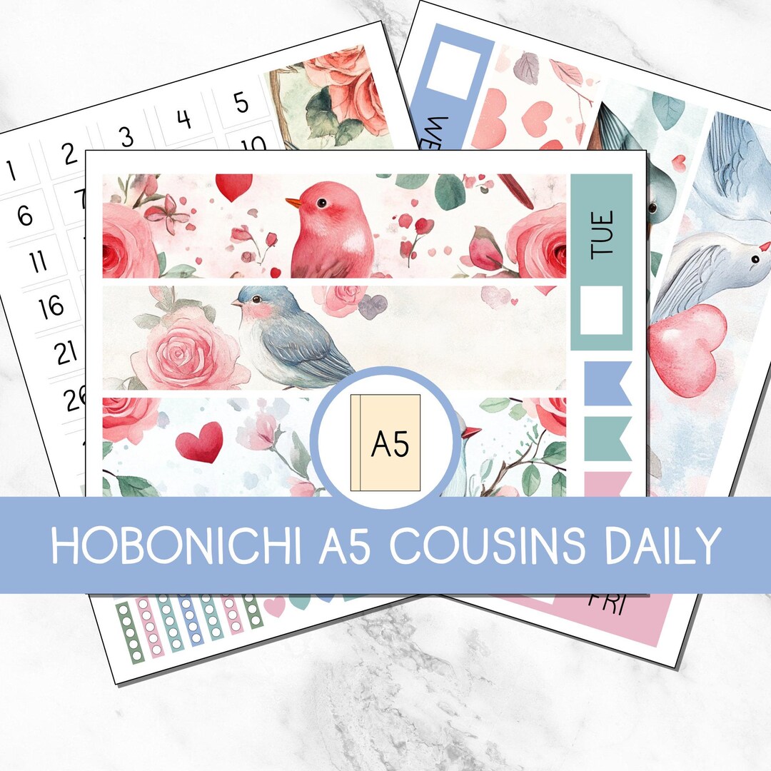 KIT 202 | Love Birds - Hobonichi A5 Cousins Daily | Digital Download ...