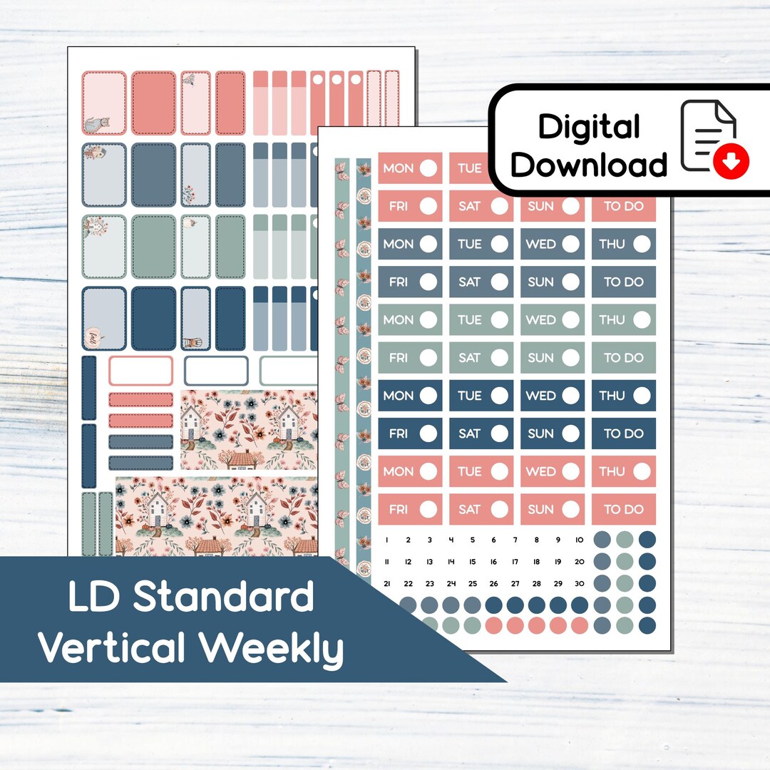 Standard Vertical - Floral Fall - Printable Weekly Sticker Kit for ...