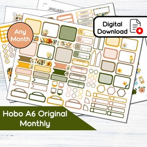 Hobonichi A6 Original Monthly - Kit de adesivos mensais para impressão de março Daffodil (5,9x4,1) - Kit de download instantâneo BF3