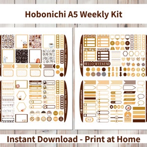 Coffee Shop - Hobonichi Cousin A5 Printable Weekly Sticker Kit (CSA5HW ...