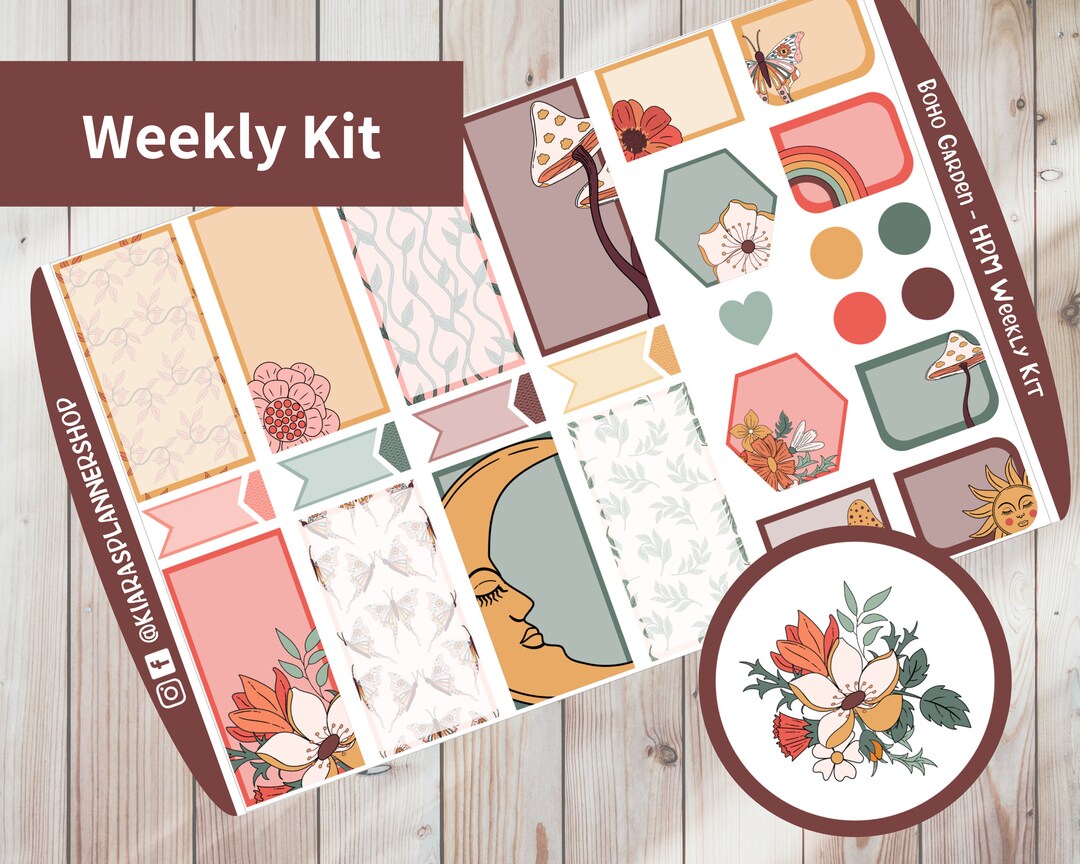 Boho Garden - Printable Weekly Sticker Kit for Happy Planner Mini ...