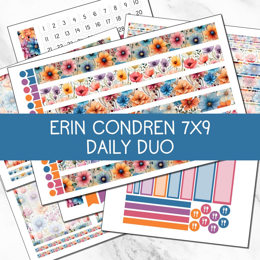 KIT 210 | Boho Floral - Erin Condren 7x9 Daily Duo | Digital Download ...