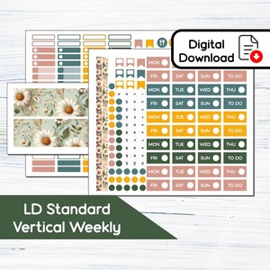 Padrão Vertical - April Daisy - Kit de adesivos semanais para impressão para Laurel Denise Padrão - KIT BF4 - Download instantâneo
