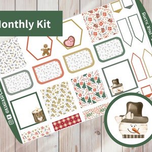 Natal rústico - Kit de adesivos mensais imprimíveis para planejadores A5 (RCA5M) (5,8 x 8,3) Erin Condren ECLP