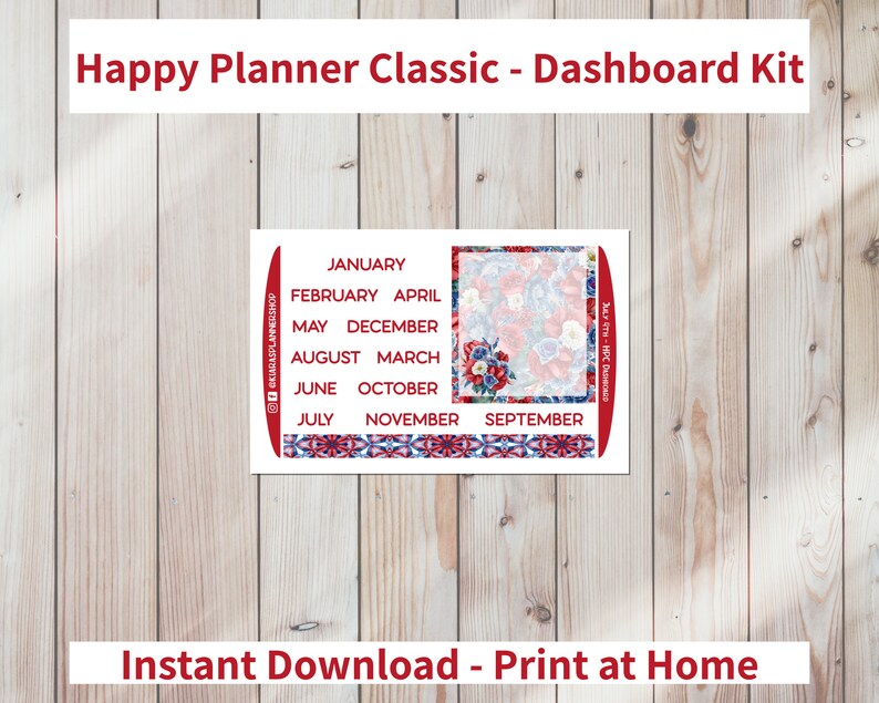 July 4th - Printable Weekly Dashboard Sticker Kit for Happy Planner ...