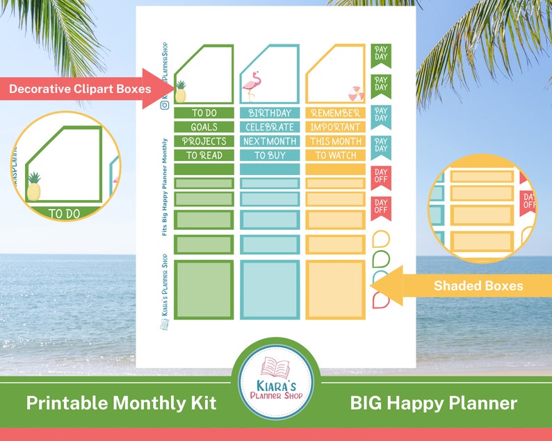 Hello Summer june Printable Monthly Planner Sticker Kit - Etsy