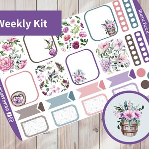 Floral Rústico - Kit de adesivos semanais para impressão Hobonichi Cousin A5 (RFA5HW) (5,8x8,3)