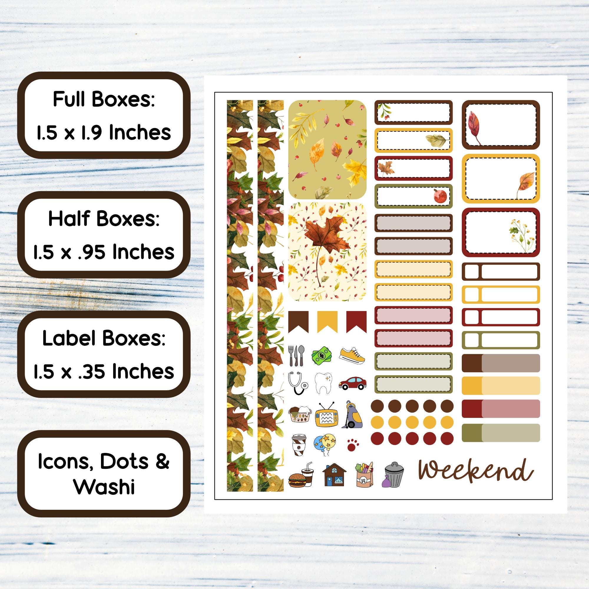 Autumn Mix - Printable Sampler Sticker Kit for Planners - Boxes, Labels ...