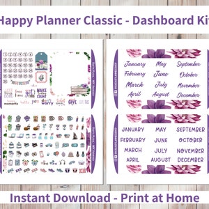 Rustic Floral - Printable Weekly Dashboard Sticker Kit for Happy ...