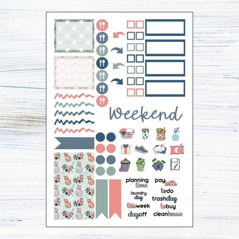 HP Classic Weekly - Floral Fall Printable Weekly Sticker Kit for Happy ...