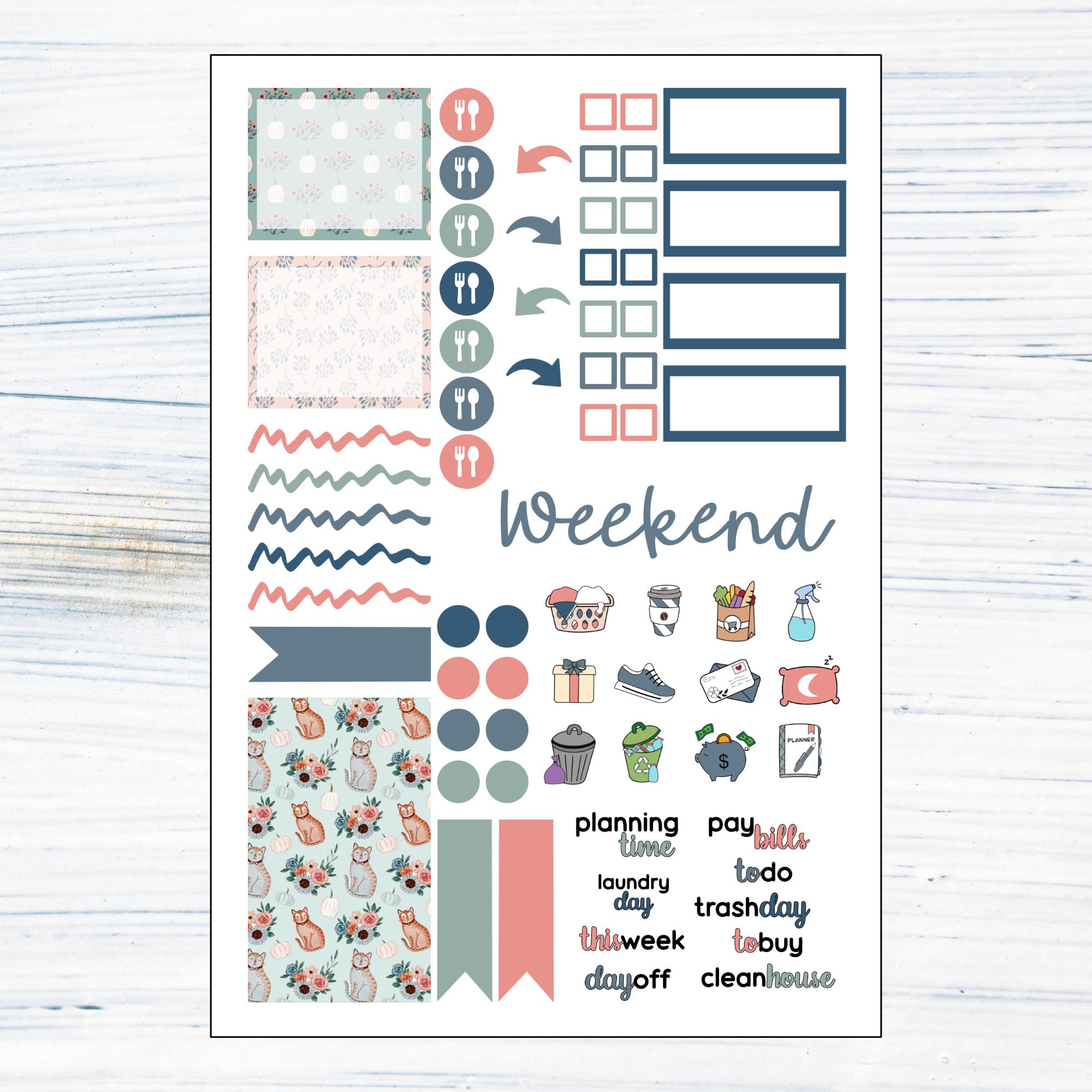 HP Classic Weekly - Floral Fall Printable Weekly Sticker Kit for Happy ...