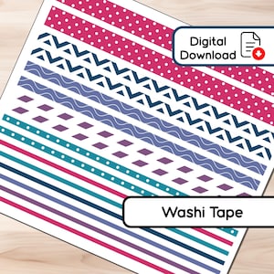 Bayas Mixtas - Tiras de Cinta Washi - 16 Pegatinas - Varios Anchos - Descarga Instantánea - BUJO