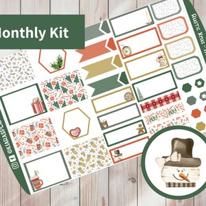 Rustieke Kerstmis - Hobonichi neef A5 afdrukbare maandelijkse sticker Kit (RSA5HM) (5.8x8.3)