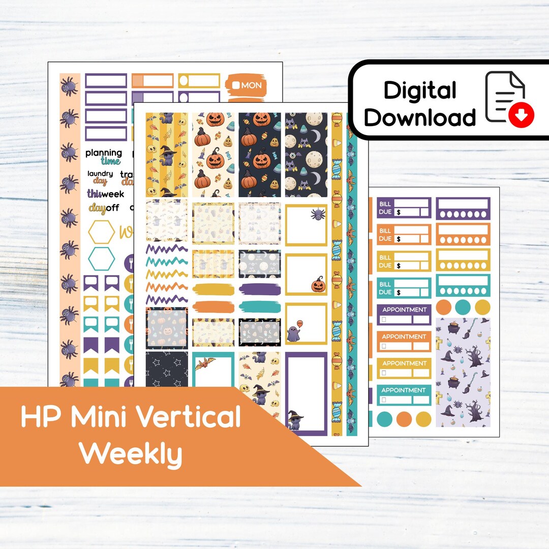 HP Mini Weekly - Halloween Magic Printable Weekly Sticker Kit for Happy ...