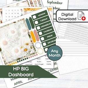 HP BIG Dashboard - April Daisy Kit adesivi per cruscotto stampabili per Happy Planner BIG (8,5x11) Kit BF4
