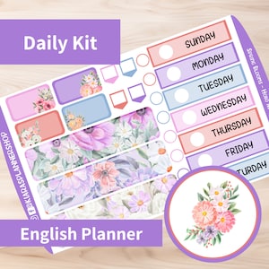 Spring Blooms - Hobonichi Original A6 (versão do planejador em inglês) Kit de adesivos diários / semanais para impressão (SBA6ED) (5,9x4,1)