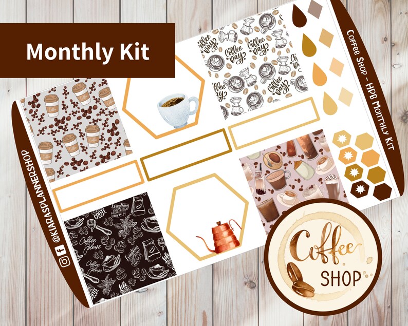 Coffee Shop - Printable Monthly Sticker Kit for Happy Planner BIG ...