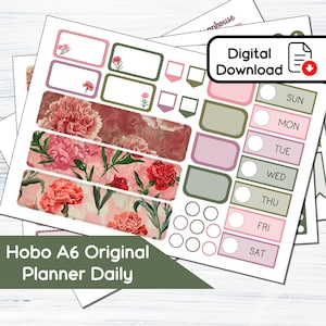 Hobonichi Original A6 Daily - Kit de adesivos diários/semanais para impressão de cravos de janeiro (5,9x4,1) - Kit de download instantâneo BF1