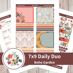 Boho Garten - Printable Daily Duo Sticker Kit für 7x9 Planer (BG79DUO) Erin Condren ECLP