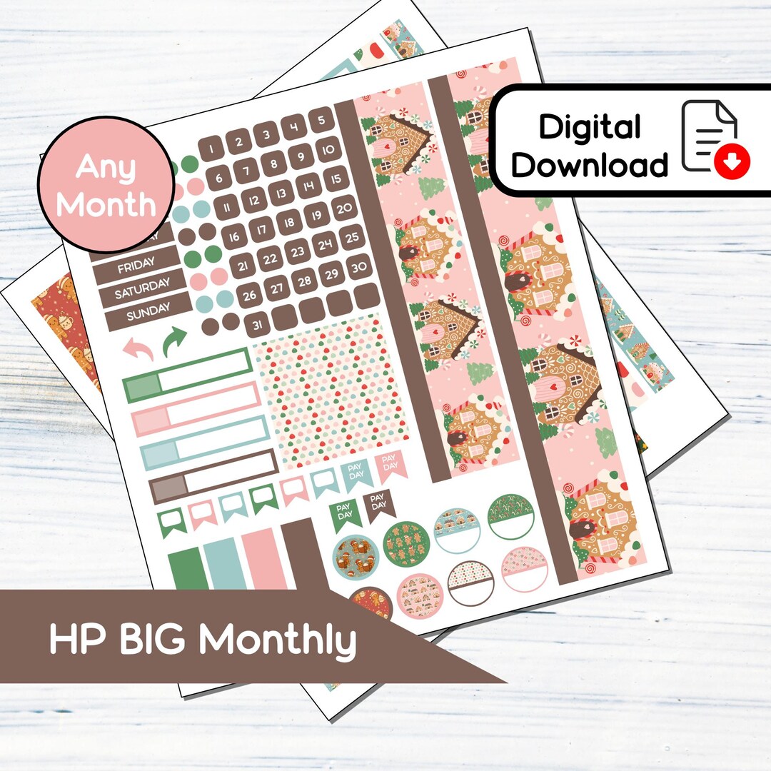 HP BIG Monthly -sweet Holiday Printable Monthly Sticker Kit for Happy ...