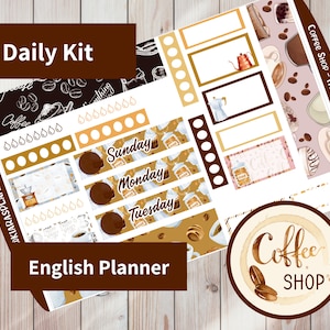 Coffee Shop - Hobonichi Original A6 (englische Planner Version) Printable Daily / Weekly Sticker Kit (CSA6ED) (5,9x4,1)