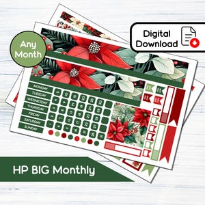 HP BIG Monthly - Weihnachtssterne Printable Monthly Sticker Kit für den Happy Planner BIG (8.5x11) Kit 105