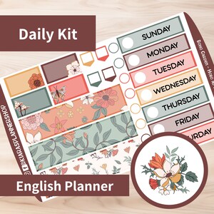 Boho Garden - Hobonichi Original A6 (englische Planerversion) druckbares Tages-/Wochenaufkleber-Set (BGA6ED) (5,9 x 4,1)