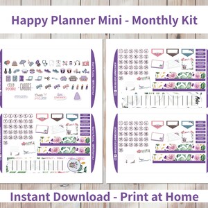 Rustic Floral - Printable Monthly Sticker Kit for Happy Planner Mini ...