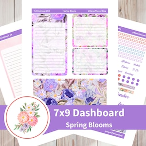Spring Blooms - Kit de adesivos de painel mensal para impressão para planejadores 7 x 9 (SB79DASH) Erin Condren Life Planner ECLP