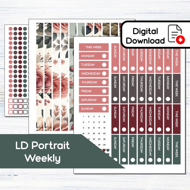 Scout Large Weekly - June Rose - Printable Weekly Sticker Kit for ...
